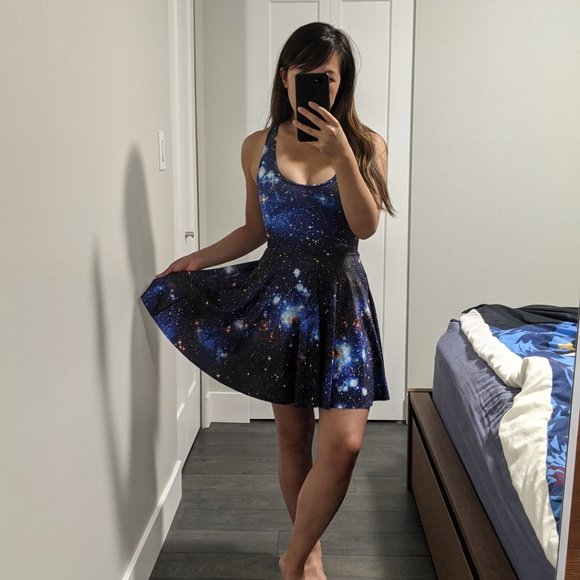 Blackmilk Galaxy Blue Reversible Skater Dress XS - Picture 2 of 10